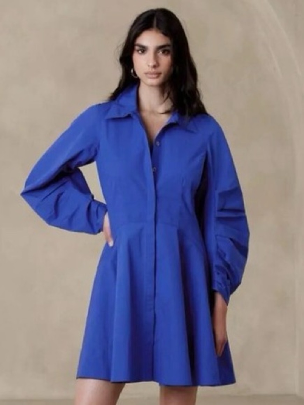 Banana Republic Cobalt Blue Cotton Paxton Shirt Dress Size Small Tall